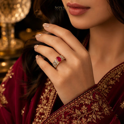 Imperia Noir Oval Zircon Ring – 18K Gold Plated