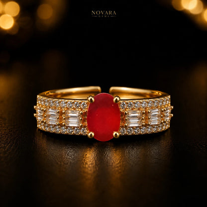 Imperia Noir Oval Zircon Ring – 18K Gold Plated