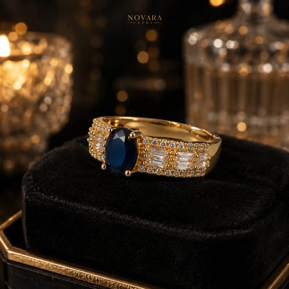 Imperia Noir Oval Zircon Ring – 18K Gold Plated