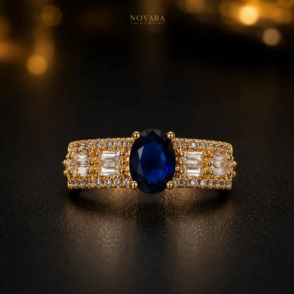 Imperia Noir Oval Zircon Ring – 18K Gold Plated