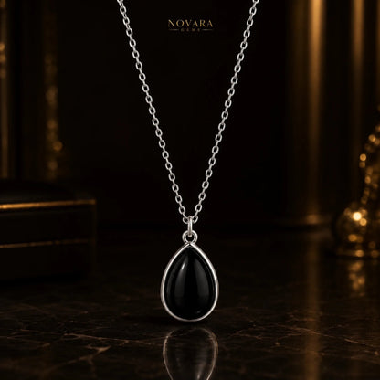 Obsidian Drop Necklace