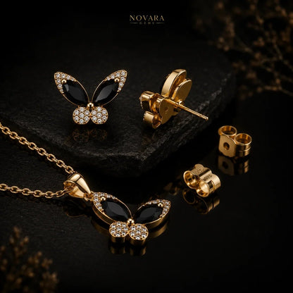 Obsidian Papillon Jewelry Set