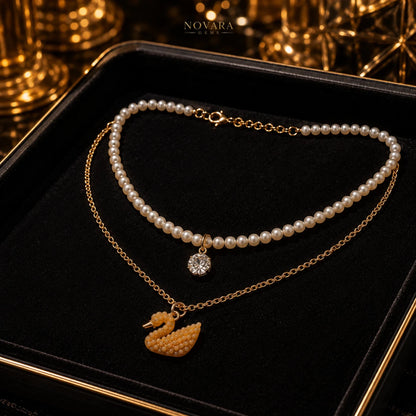 Noir Swan Layered Necklace