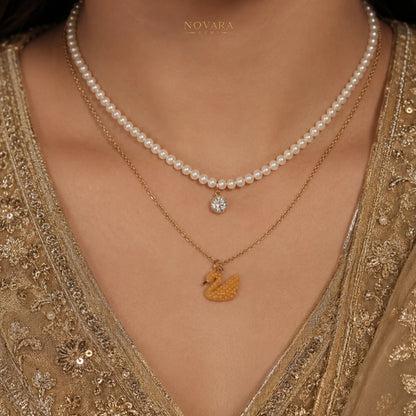 Noir Swan Layered Necklace