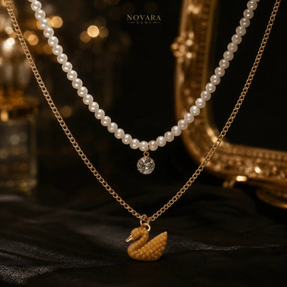 Noir Swan Layered Necklace