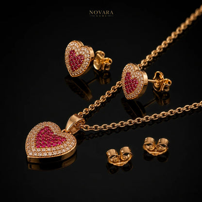 Ruby Heart Jewelry Set