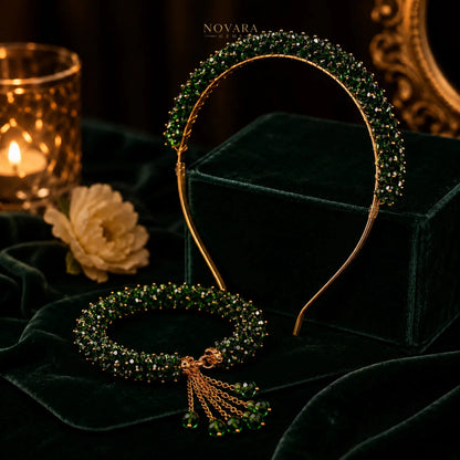 Ruby Royale Crystal Hairband & Bracelet Set