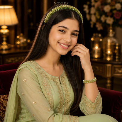 Ruby Royale Crystal Hairband & Bracelet Set