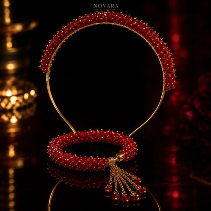Ruby Royale Crystal Hairband & Bracelet Set