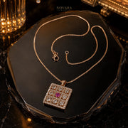 Royal Ruby Grid Pendant Necklace