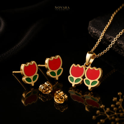 Scarlet Tulip Jewelry Set
