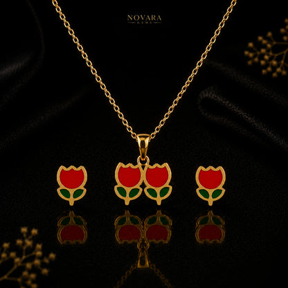 Scarlet Tulip Jewelry Set
