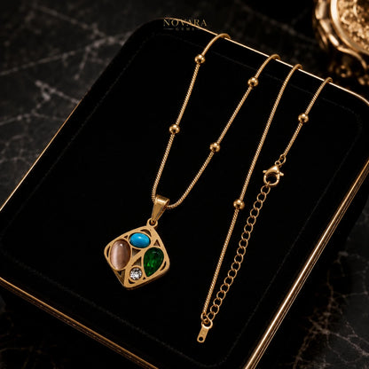 Verdant Mosaic Pendant Necklace