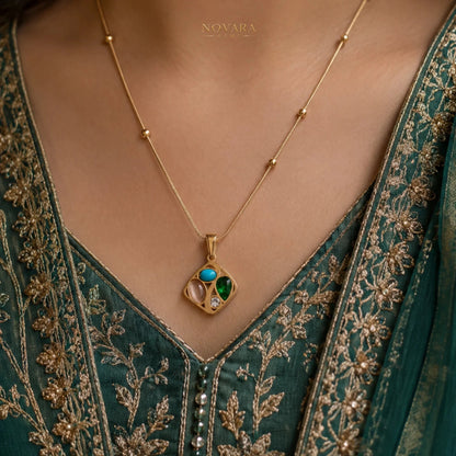 Verdant Mosaic Pendant Necklace